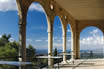 View Of A Covered Patio Overlooking Part Of The Spanish Island Of Majorca